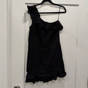 NWT Anthropologie after market Black Polka Dot Ruffle Romper shorts